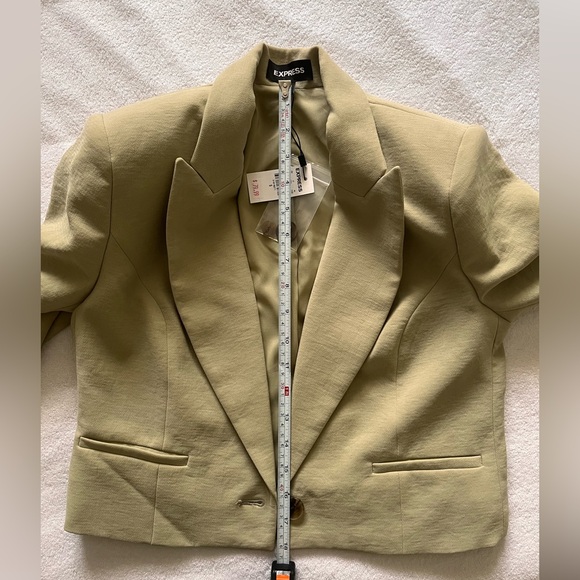 NEW EXPRESS ELM PEAK LAPEL ONE BUTTON CROPPED BLAZER SZ S SMALL - Picture 6 of 7